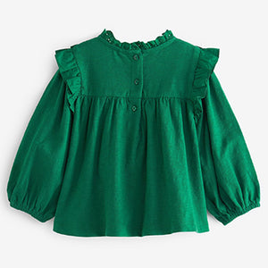 Green Lace Trim Cotton Blouse (3mths-6yrs)