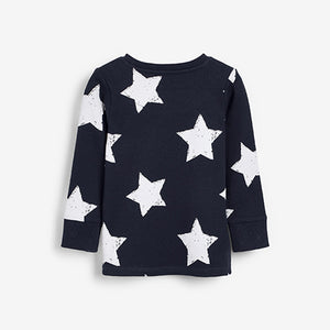 Navy Blue / White Star Snuggle Pyjamas 3 Pack (9mths-6yrs)
