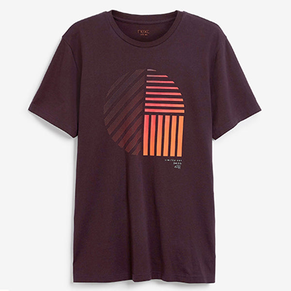 Burgundy Red Linear Circle Regular Fit Graphic T-Shirt