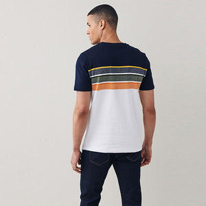 White/Navy Orange Block Soft Touch T-Shirt