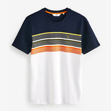 Load image into Gallery viewer, White/Navy Orange Block Soft Touch T-Shirt
