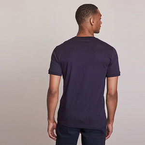 Navy Blue Vertical Tan Stripe T-Shirt