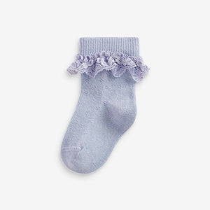 Pastel 7 Pack Lace Frill Ankle Socks (0mths-12mths)