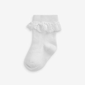Pastel 7 Pack Lace Frill Ankle Socks (0mths-12mths)