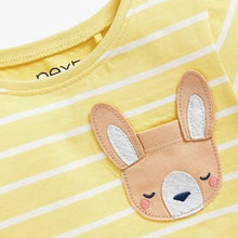 Load image into Gallery viewer, Yellow Bunny Pocket Embroidered T-Shirt (3mths-5yrs)
