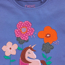 Load image into Gallery viewer, Blue/Purple Unicorn Appliqué T-Shirt (3mths-6yrs)
