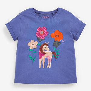 Blue/Purple Unicorn Appliqué T-Shirt (3mths-6yrs)