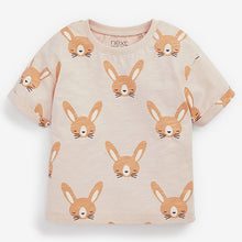 Load image into Gallery viewer, Neutral Bunny All Over Print Short Sleeve Cotton T-Shirt (3mths-6yrs)
