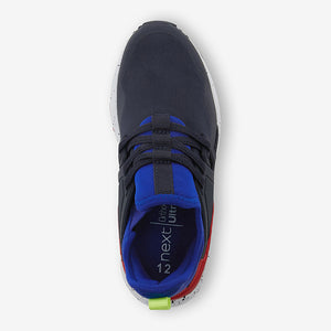 Navy Blue/ Red Elastic Lace Trainers (Older Boys)
