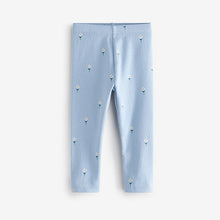 Load image into Gallery viewer, Blue Flower Rib Jersey Leggings (3mths-6yrs)

