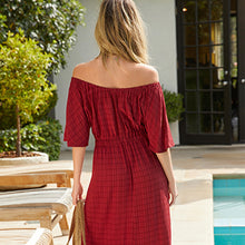 Load image into Gallery viewer, Burgundy Red Off Shoulder Summer Dress
