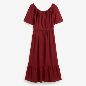 Burgundy Red Off Shoulder Summer Dress