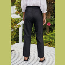 Load image into Gallery viewer, Black Linen Blend Taper Trousers
