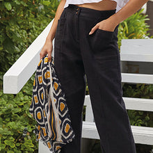 Load image into Gallery viewer, Black Linen Blend Wide Leg Trousers
