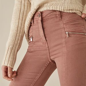 Rose Pink Zip Detail Skinny Trousers