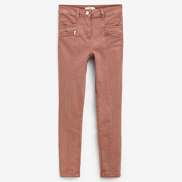 Rose Pink Zip Detail Skinny Trousers