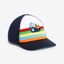Load image into Gallery viewer, White/Blue/Rainbow Digger 2 Pack Caps (3mths-6yrs)
