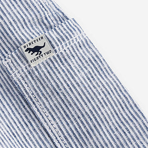 Blue Linen Stripe Dungaree & T-Shirt Set (3mths-5yrs)