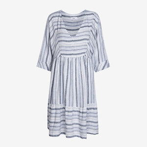 Blue Stripe Linen Blend Kaftan Summer Dress