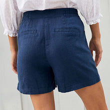 Load image into Gallery viewer, Navy Blue Linen Blend Shorts

