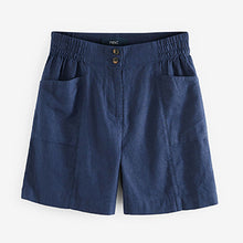 Load image into Gallery viewer, Navy Blue Linen Blend Shorts
