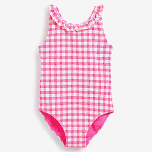 Pink/White Textured Gingham Swimsuit (3mths-12yrs)
