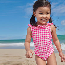 Load image into Gallery viewer, Pink/White Textured Gingham Swimsuit (3mths-12yrs)
