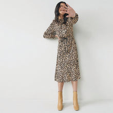 Load image into Gallery viewer, Animal Print Long Sleeve Midi Dress
