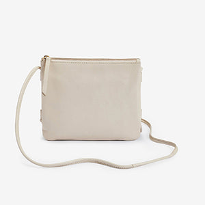 Bone Cream Leather Cross-Body Handbag