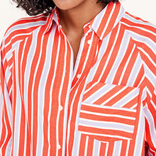 Load image into Gallery viewer, Orange and Pink Stripe Oversize Shirt
