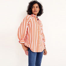 Load image into Gallery viewer, Orange and Pink Stripe Oversize Shirt
