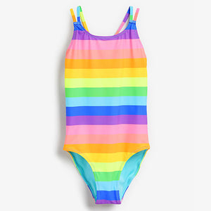 Multi Bright Rainbow Stripe Swimsuit (3-12yrs)
