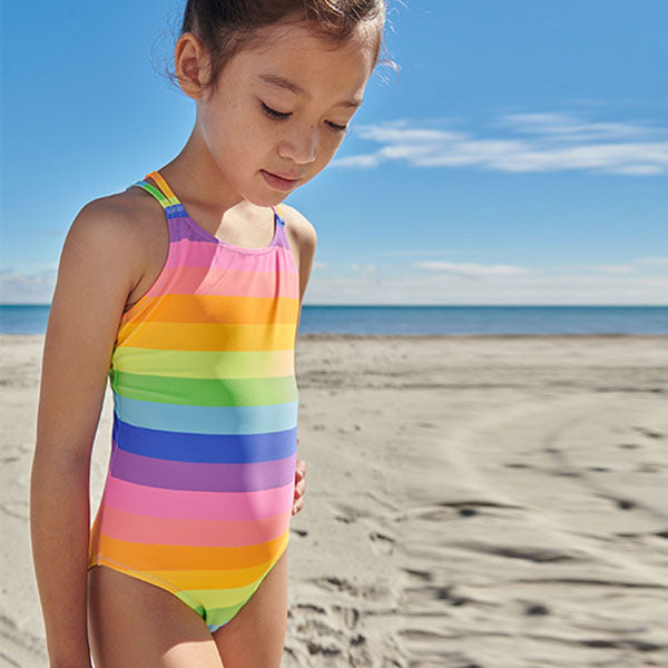 Multi Bright Rainbow Stripe Swimsuit (3-12yrs)