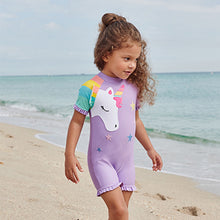 Load image into Gallery viewer, Lilac Purple Applique Character Swimsuit (3mths-6yrs)
