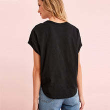 Load image into Gallery viewer, Black Stripe Short Sleeve Woven Mix Boxy T-Shirt
