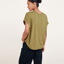Load image into Gallery viewer, Green Cupro Short Sleeve Woven Mix Boxy T-Shirt

