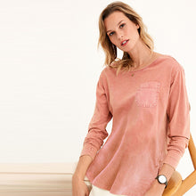 Load image into Gallery viewer, Blush Pink Washed Long Sleeve Pocket Tunic
