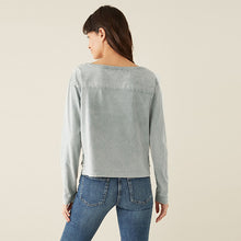 Load image into Gallery viewer, Grey Washed Pocket Long Sleeve Top
