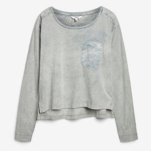 Load image into Gallery viewer, Grey Washed Pocket Long Sleeve Top
