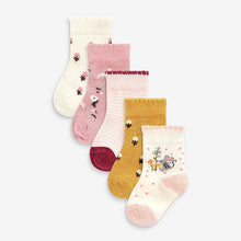 Load image into Gallery viewer, Pink Floral Baby 5 Pack Socks (0mths-2yrs)
