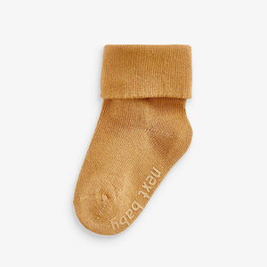 Rust Red/Ochre Yellow Baby 4 Pack Roll Top Socks (0mths-2yrs)