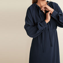 Load image into Gallery viewer, Navy Blue Relaxed Fit Crepe Midi Dress
