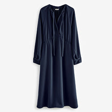Load image into Gallery viewer, Navy Blue Relaxed Fit Crepe Midi Dress
