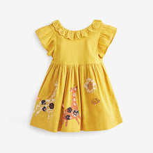 Load image into Gallery viewer, Ochre Yellow Giraffe Character Applique Dress (3mths-6yrs)
