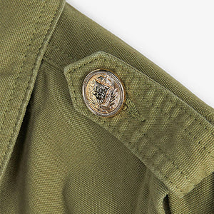 Khaki Green Patched Pocket Cotton Jacket
