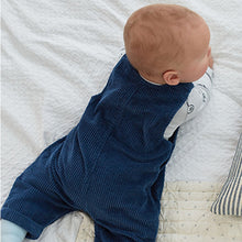 Load image into Gallery viewer, Navy Blue 2 Piece Cord Dungarees With Bodysuit (0mths-18mths)
