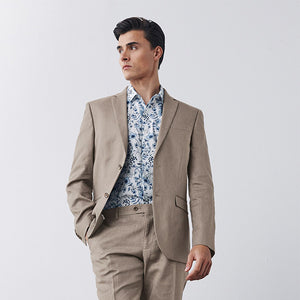 Stone Slim Fit Linen Suit: Jacket