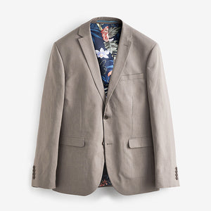 Stone Slim Fit Linen Suit: Jacket