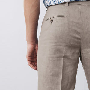 Stone Slim Fit Linen Suit: Trousers