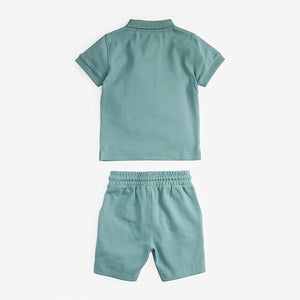Mineral Green Polo Shirt and Shorts Set (3mths-5yrs)